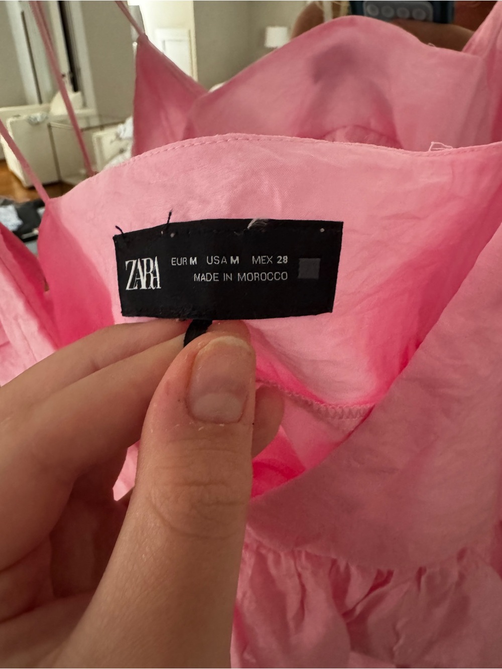 Zara Pink Layered Ruffle Camisole with Spaghetti Straps - Picture 2 of 2